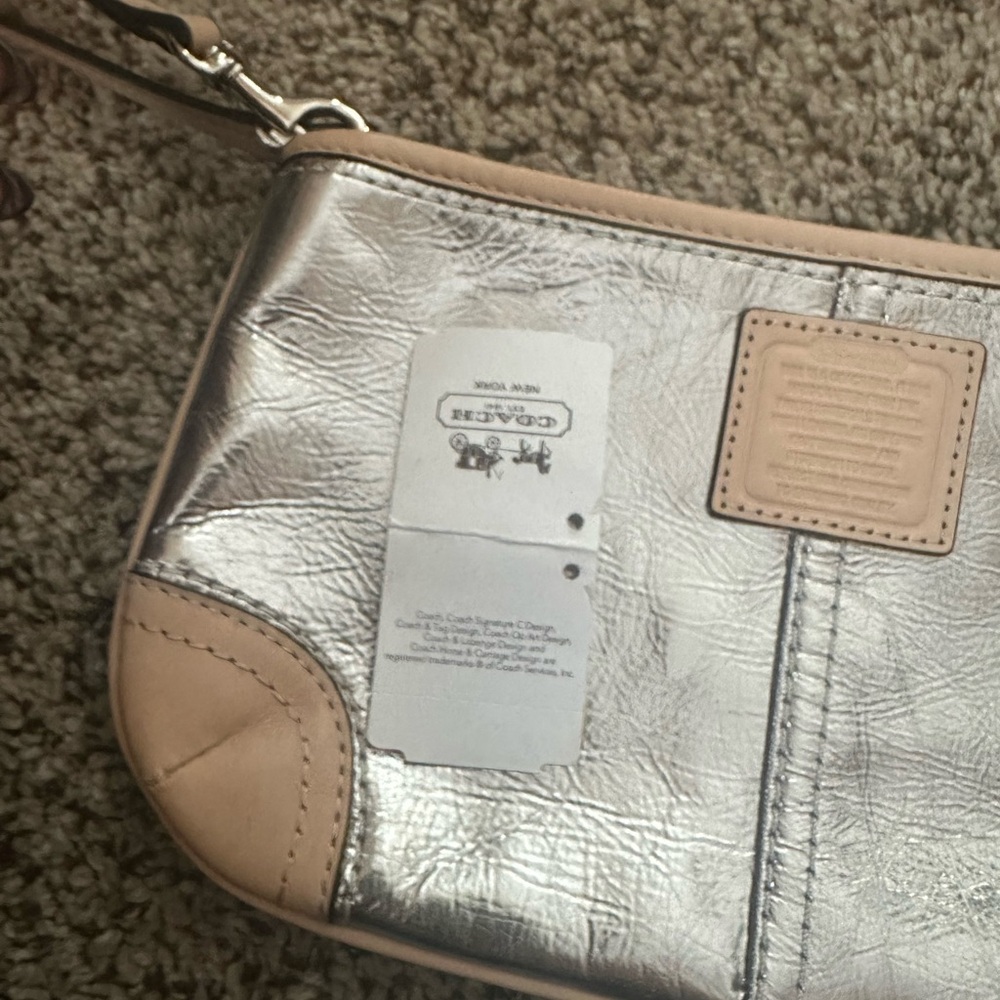 COACH Silver and Tan Women's Wristlet - NWT - Picture 5 of 6
